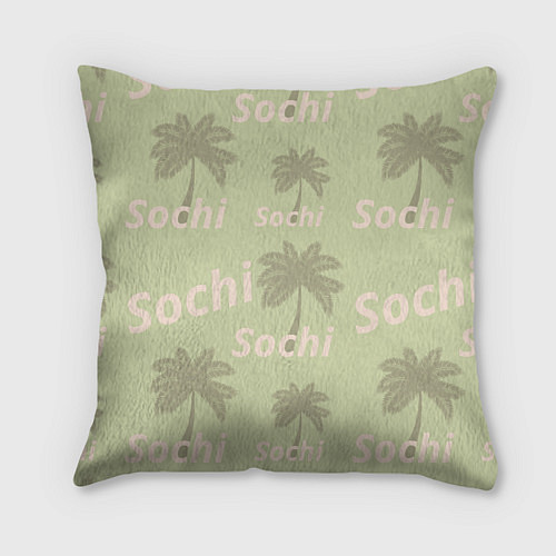 Подушка квадратная Пальмы на салатном фоне palm trees text / 3D-принт – фото 2