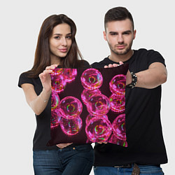 Подушка квадратная Неоновые сюрреалистичные пузыри - Розовый, цвет: 3D-принт — фото 2