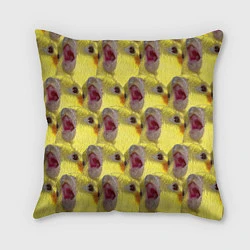 Подушка квадратная Попугай Корелла Орёт Мем, цвет: 3D-принт