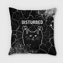 Подушка квадратная Группа Disturbed и Рок Кот, цвет: 3D-принт