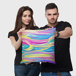 Подушка квадратная Многоцветные волны, цвет: 3D-принт — фото 2