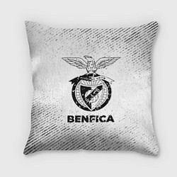 Подушка квадратная Benfica с потертостями на светлом фоне, цвет: 3D-принт