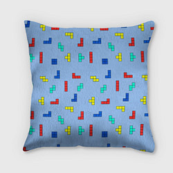Подушка квадратная Тетрис на голубом фоне, цвет: 3D-принт