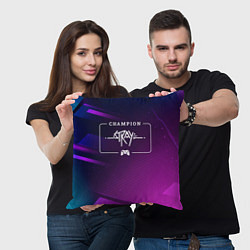 Подушка квадратная Stray Gaming Champion: рамка с лого и джойстиком н, цвет: 3D-принт — фото 2