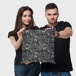 Подушка квадратная Темно серый графитовый с текстурой камня, цвет: 3D-принт — фото 2