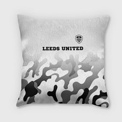 Подушка квадратная Leeds United sport на светлом фоне: символ сверху, цвет: 3D-принт