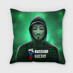 Подушка квадратная Russian hacker green, цвет: 3D-принт