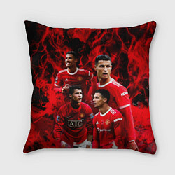 Подушка квадратная Криштиану Роналду Манчестер Юнайтед, цвет: 3D-принт