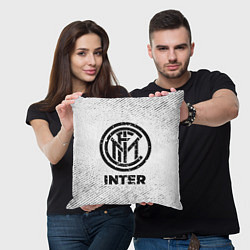 Подушка квадратная Inter с потертостями на светлом фоне, цвет: 3D-принт — фото 2