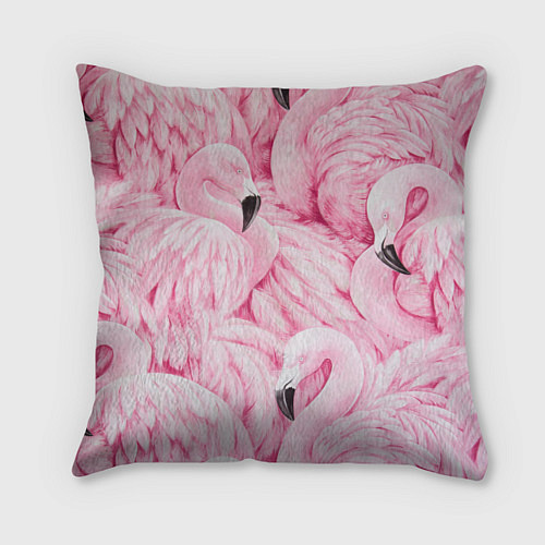 Подушка квадратная Pink Flamingos / 3D-принт – фото 2