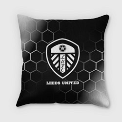 Подушка квадратная Leeds United sport на темном фоне, цвет: 3D-принт