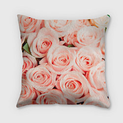 Подушка квадратная Нежно - розовые Розы, цвет: 3D-принт