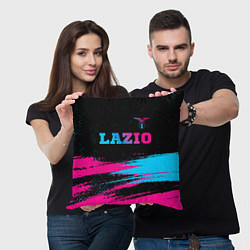 Подушка квадратная Lazio - neon gradient: символ сверху, цвет: 3D-принт — фото 2