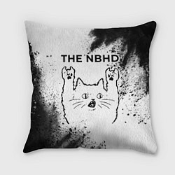 Подушка квадратная The Neighbourhood рок кот на светлом фоне, цвет: 3D-принт