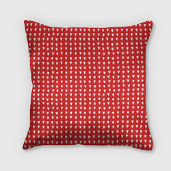 Подушка квадратная Красные сердечки паттерн, цвет: 3D-принт