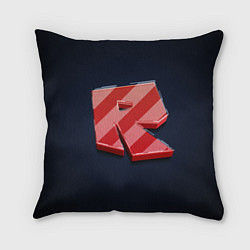 Подушка квадратная Roblox red - Роблокс полосатый логотип