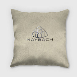 Подушка квадратная Maybach логотип на бежевой коже, цвет: 3D-принт