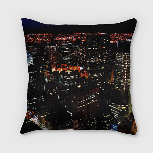 Подушка квадратная Ночной город - вид с высоты / 3D-принт – фото 2