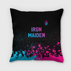Подушка квадратная Iron Maiden - neon gradient: символ сверху, цвет: 3D-принт
