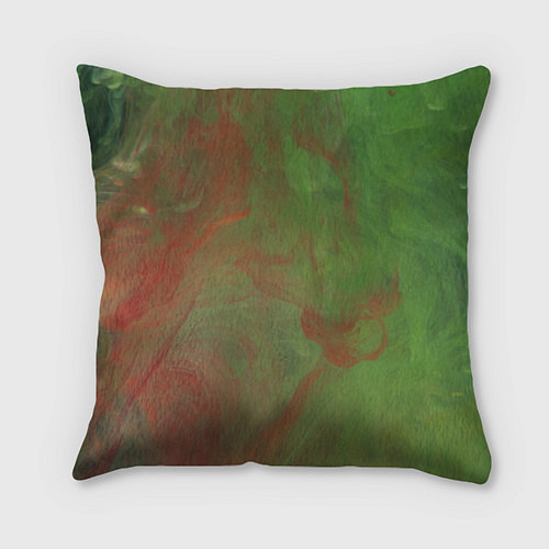 Подушка квадратная Зелёные и красные волны красок / 3D-принт – фото 2