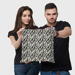 Подушка квадратная Тигровый полосатый узор-черные, бежевые полосы на, цвет: 3D-принт — фото 2