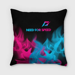 Подушка квадратная Need for Speed - neon gradient: символ сверху, цвет: 3D-принт