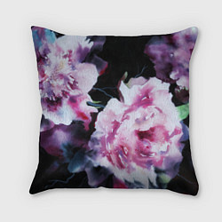 Подушка квадратная Цветы Пионы Акварель, цвет: 3D-принт