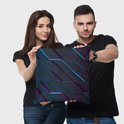 Подушка квадратная Неоновая трёхмерная мозаика, цвет: 3D-принт — фото 2