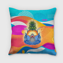 Подушка квадратная Акула и ананас, цвет: 3D-принт