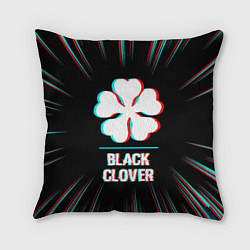 Подушка квадратная Символ Black Clover в стиле glitch на темном фоне