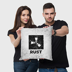 Подушка квадратная Rust с потертостями на светлом фоне, цвет: 3D-принт — фото 2