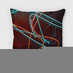 Подушка квадратная Неоновые лучи на тёмной поверхности, цвет: 3D-принт
