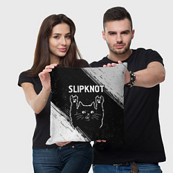 Подушка квадратная Группа Slipknot и рок кот, цвет: 3D-принт — фото 2