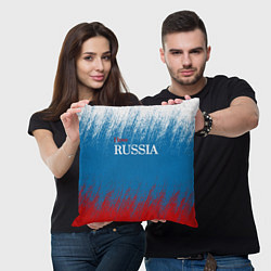 Подушка квадратная Российский триколор - Я люблю Россию, цвет: 3D-принт — фото 2