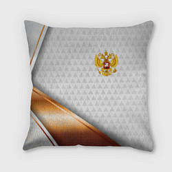 Подушка квадратная Герб РФ с золотой вставкой, цвет: 3D-принт
