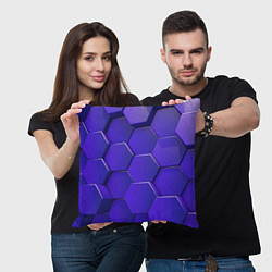 Подушка квадратная Большие объёмные соты, цвет: 3D-принт — фото 2