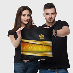 Подушка квадратная Black & gold - герб России, цвет: 3D-принт — фото 2