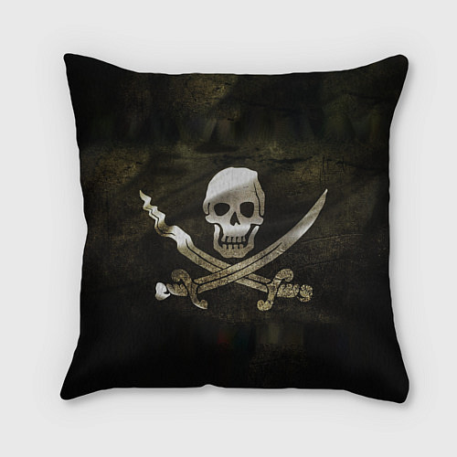 Подушка квадратная Пиратский флаг - череп с ножами / 3D-принт – фото 2