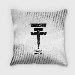 Подушка квадратная Tokio Hotel с потертостями на светлом фоне, цвет: 3D-принт