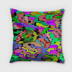 Подушка квадратная Разноцветный клетчатый камуфляж
