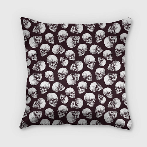 Подушка квадратная Череп гравюра / 3D-принт – фото 2