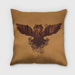 Подушка квадратная Летящая сова и осенний лес, цвет: 3D-принт