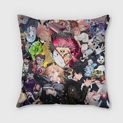 Подушка квадратная Jujutsu Kaisen- герои, цвет: 3D-принт