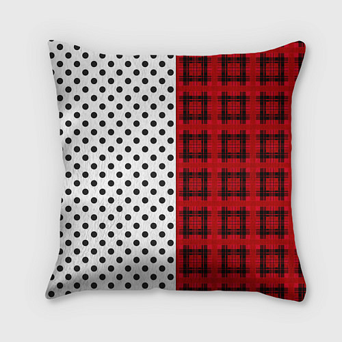 Подушка квадратная Костюм новогодний Клоун фольклор красный с белым / 3D-принт – фото 2