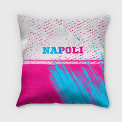 Подушка квадратная Napoli neon gradient style: символ сверху, цвет: 3D-принт