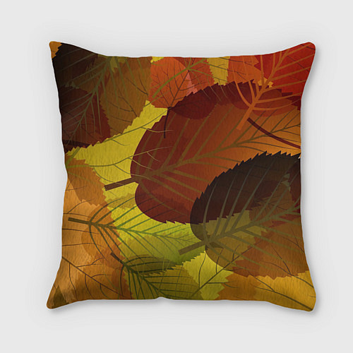 Подушка квадратная Осенние крупные листья / 3D-принт – фото 2