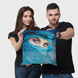 Подушка квадратная Синеглазая девушка в хиджабе, цвет: 3D-принт — фото 2