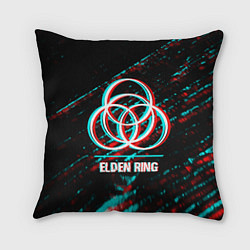 Подушка квадратная Elden Ring в стиле glitch и баги графики на темном, цвет: 3D-принт