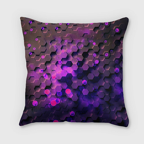 Подушка квадратная Плиты фиолетовый неон / 3D-принт – фото 2