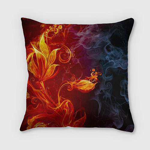 Подушка квадратная Огненный цветок с дымом / 3D-принт – фото 2